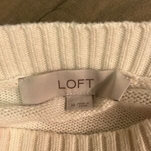 LOFT Cream Boatneck Sweater (100% Cotton)